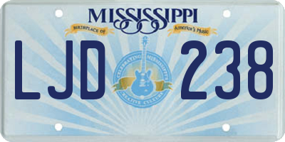 MS license plate LJD238