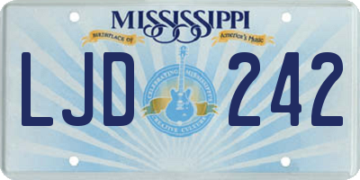 MS license plate LJD242