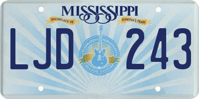 MS license plate LJD243