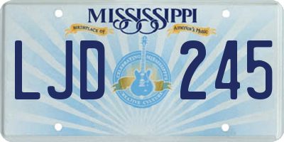 MS license plate LJD245