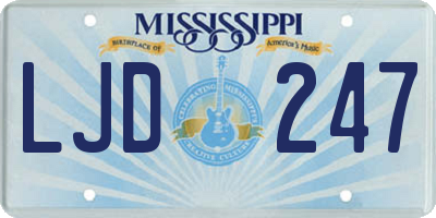 MS license plate LJD247