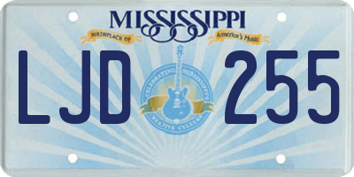 MS license plate LJD255