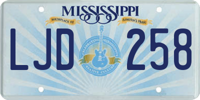 MS license plate LJD258