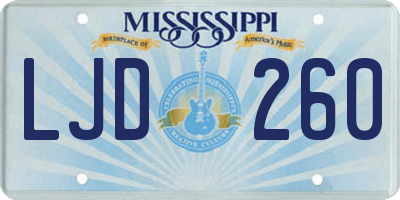 MS license plate LJD260