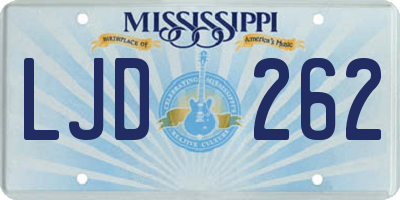 MS license plate LJD262