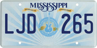 MS license plate LJD265