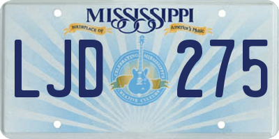 MS license plate LJD275