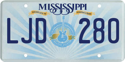 MS license plate LJD280