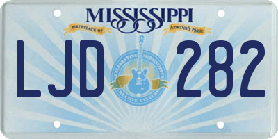 MS license plate LJD282