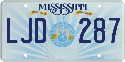 MS license plate LJD287