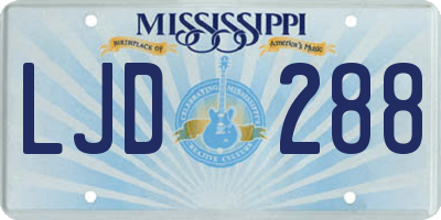 MS license plate LJD288
