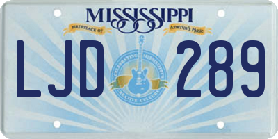 MS license plate LJD289