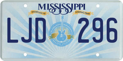 MS license plate LJD296