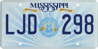MS license plate LJD298