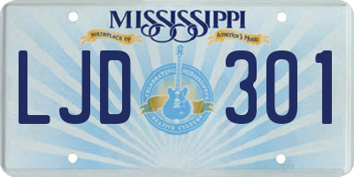 MS license plate LJD301