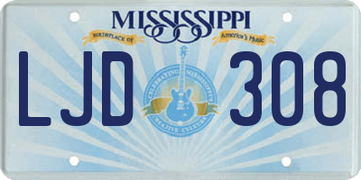 MS license plate LJD308