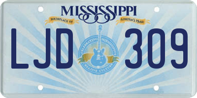 MS license plate LJD309