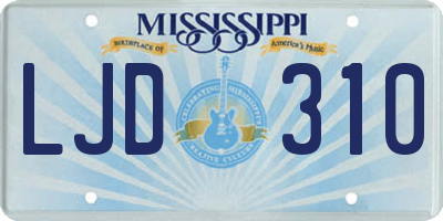 MS license plate LJD310