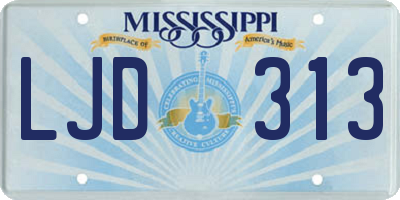 MS license plate LJD313
