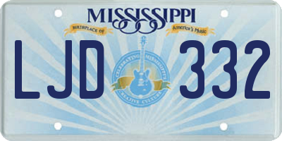 MS license plate LJD332