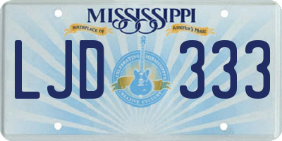 MS license plate LJD333