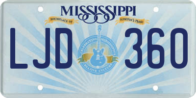 MS license plate LJD360