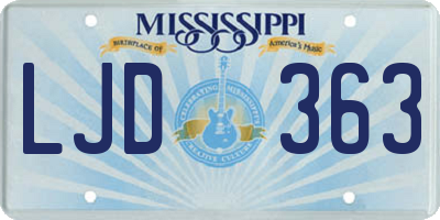 MS license plate LJD363