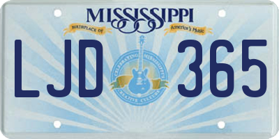 MS license plate LJD365