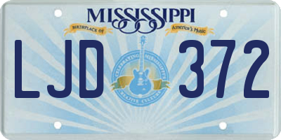 MS license plate LJD372