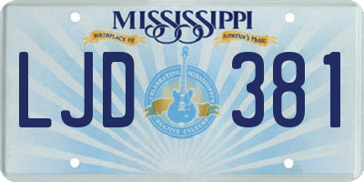 MS license plate LJD381
