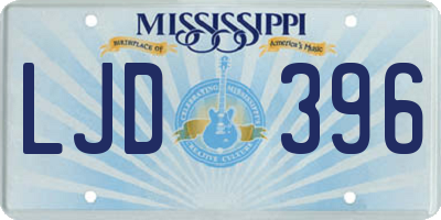 MS license plate LJD396