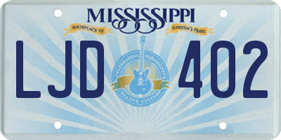 MS license plate LJD402