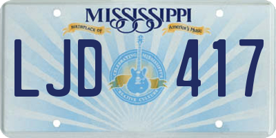 MS license plate LJD417