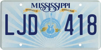 MS license plate LJD418