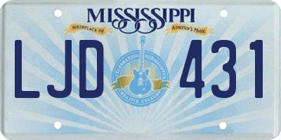 MS license plate LJD431