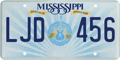 MS license plate LJD456