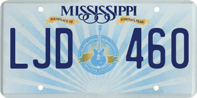 MS license plate LJD460