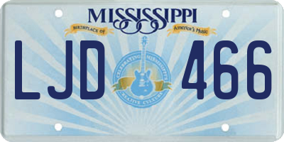 MS license plate LJD466