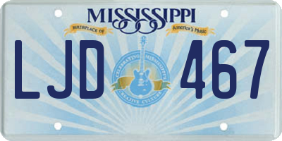 MS license plate LJD467