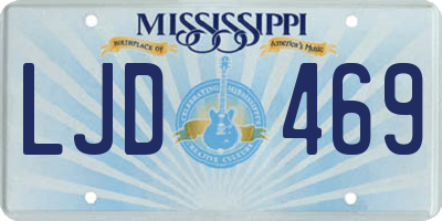 MS license plate LJD469