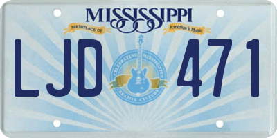 MS license plate LJD471