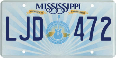MS license plate LJD472