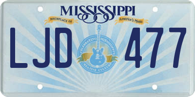 MS license plate LJD477