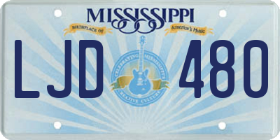 MS license plate LJD480