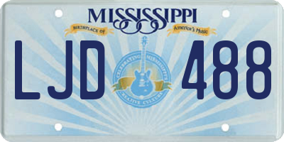 MS license plate LJD488