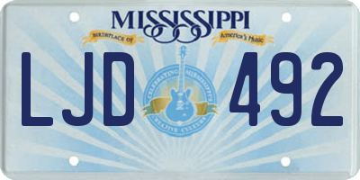 MS license plate LJD492