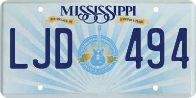 MS license plate LJD494