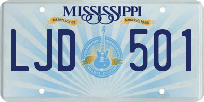 MS license plate LJD501