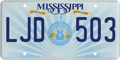 MS license plate LJD503