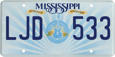MS license plate LJD533